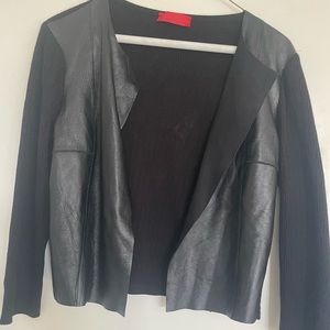 Cropped leather sweater top